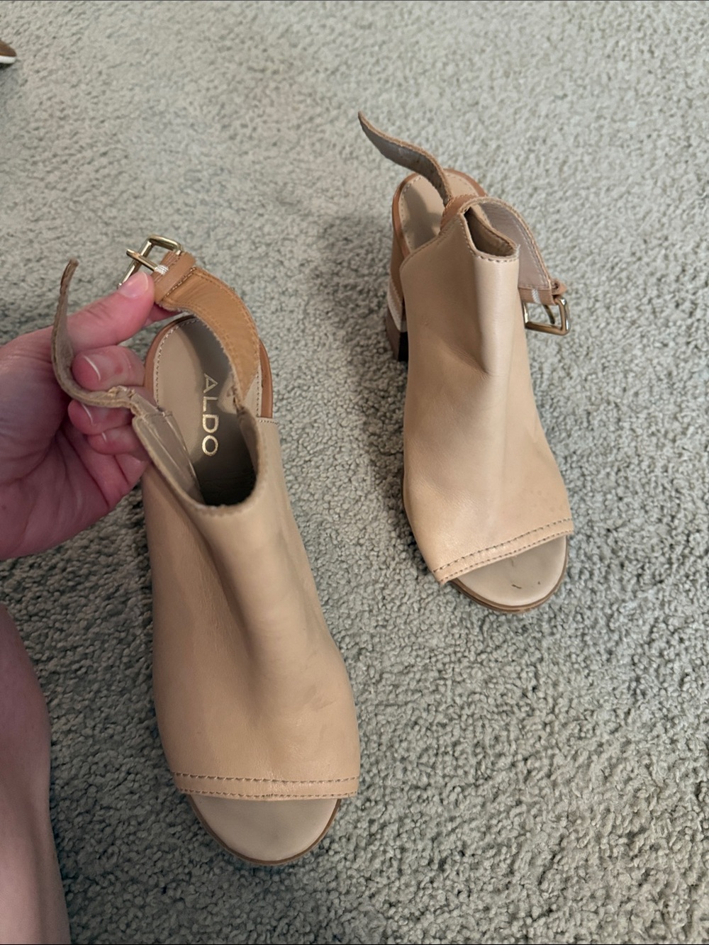 ALDO Beige Open-Toe Slingback Heeled Mules